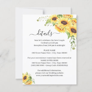 Tournesol Floral Boho Chic détails insérer carte