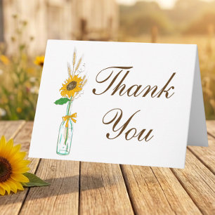 Tournesol floral de campagne Merci Mariage rustiqu