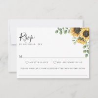 Tournesol Floral Mariage Allergie alimentaire RSVP