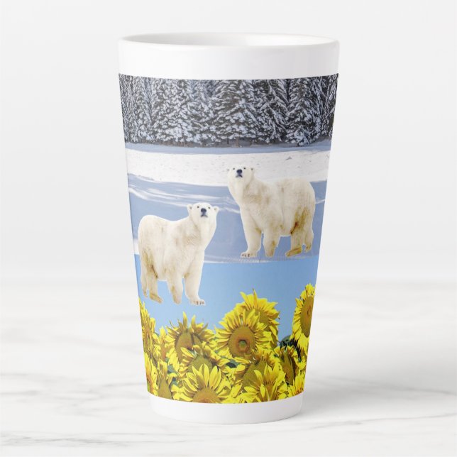 Tournesol Floral Ours Polaire Dove Latte Mug (Devant)