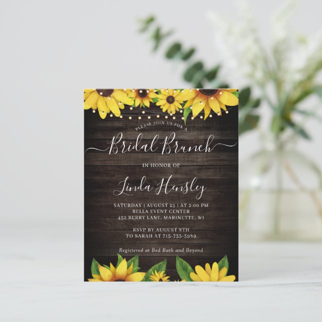 Tournesol Grange Chaîne de bois Lumières Bridal Br (Debout devant)