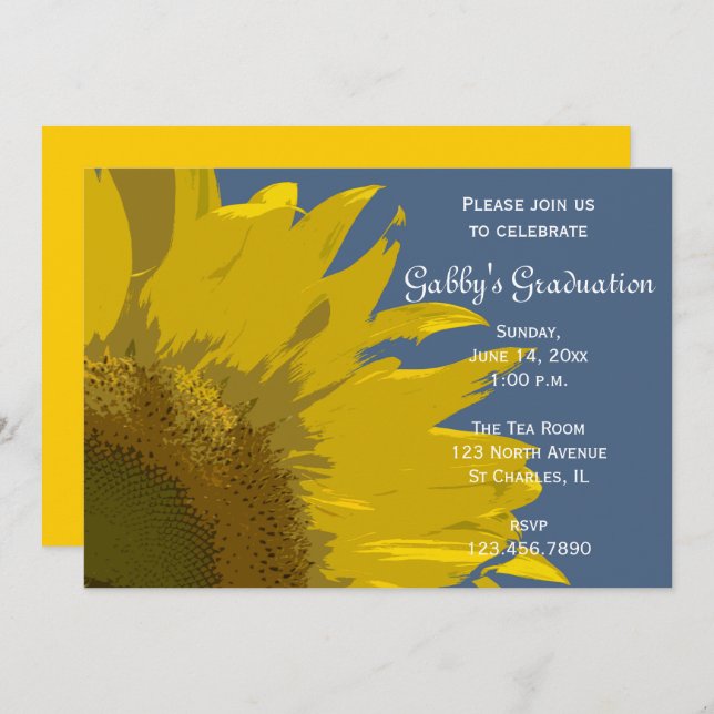 Tournesol Impression Graduation Party Invitation (Devant / Derrière)