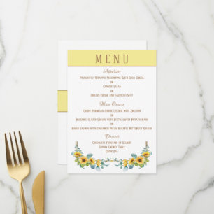 Tournesol (Jaune) 4,5 po x 6,25 po Menu Mariage