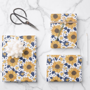 Tournesol jaune avec Feuilles de la Marine Bleue