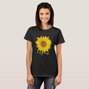 Tournesol jaune avec nom personnalisé T-shirt fonc