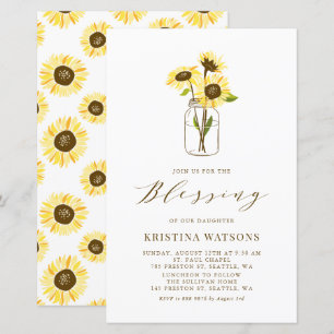 Tournesol jaune dans Mason Jar Invitation de la bé