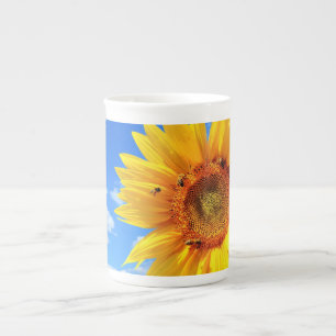 Tournesol jaune et abeilles sur la Mug Ciel Bleu