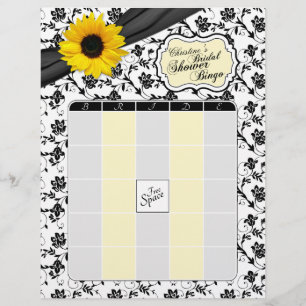 Tournesol jaune Fleur noire Bingo Baby Shower