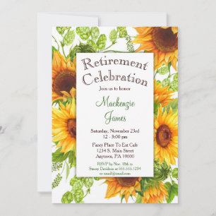 Tournesol Jaune Floral Retraite Invitation