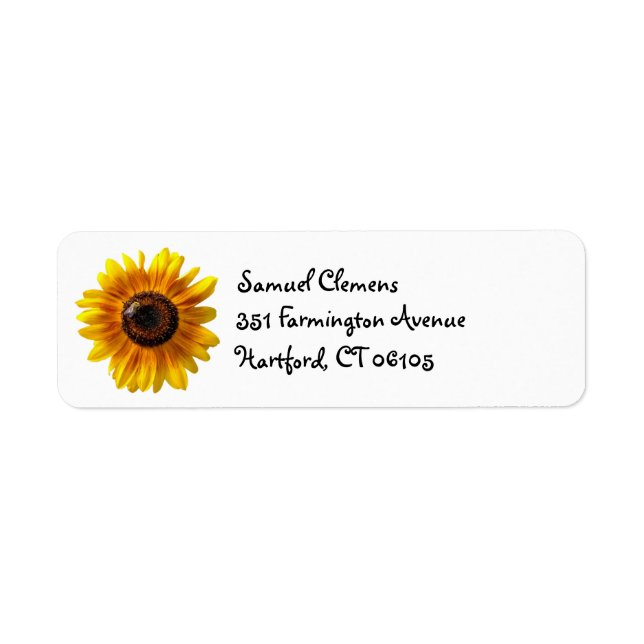 Tournesol jaune joyeux avec Étiquette de adresse d (Devant)