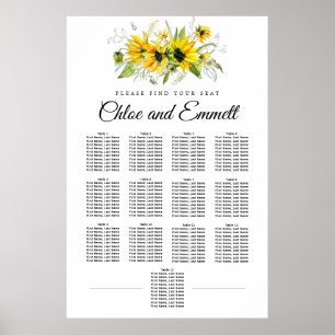 Tournesol jaune moderne Tableau de sièges à 13 tab