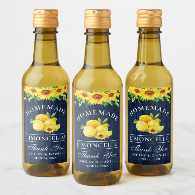 Tournesol Limoncello Bleu Bois Mini Étiquettes bou (Bouteilles)