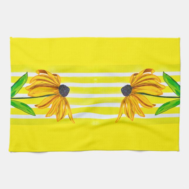 Tournesol lumineux et serviette décorative rayée j (Horizontal)