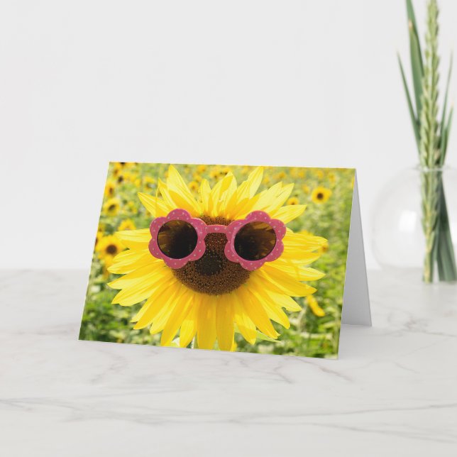 Tournesol Merci avec lunettes de soleil roses (Devant)