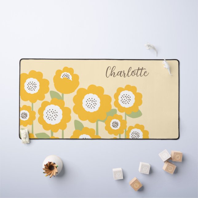 Tournesol moderne minimaliste Nom personnalisé min (Tableau pour enfants)