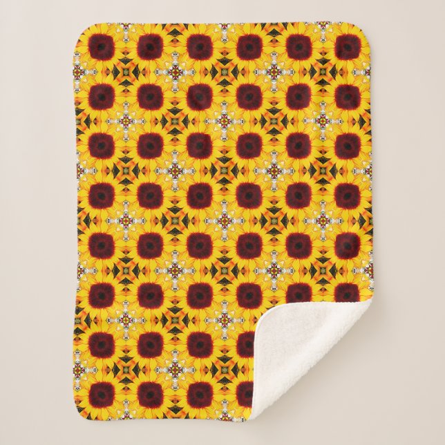 Tournesol Motif Abstrait Petit couverture Sherpa (Devant)
