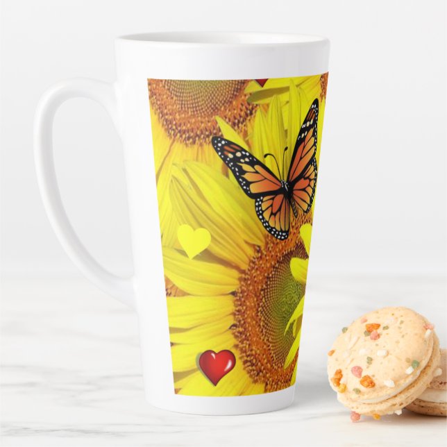 Tournesol Papillon Lady Bug Latte Mug (En situation)
