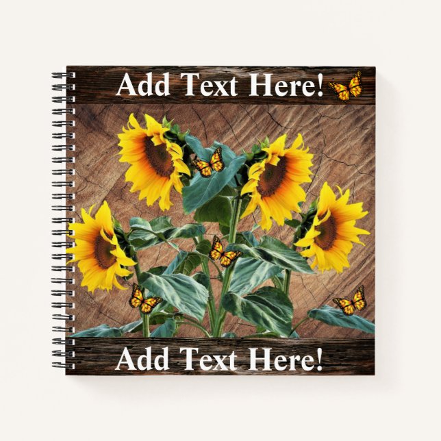 Tournesol Papillons Rustic Barque Carnet (Devant)