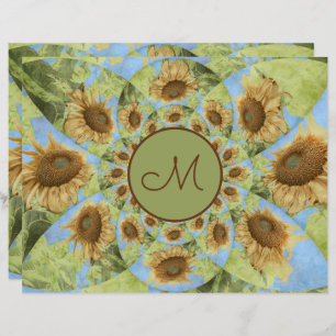 Tournesol Pays Floral Jaune Vert Monogramme