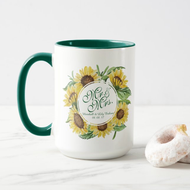 Tournesol personnalisé épousant la tasse combinée (Avec donut)