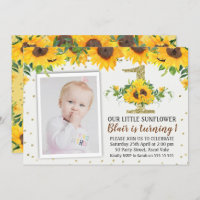 Tournesol photo premier anniversaire Invitation fi