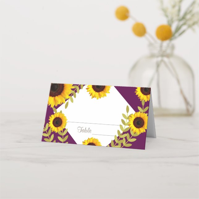 Tournesol Plum Rustique Numéro de table Cartes de  (Devant)