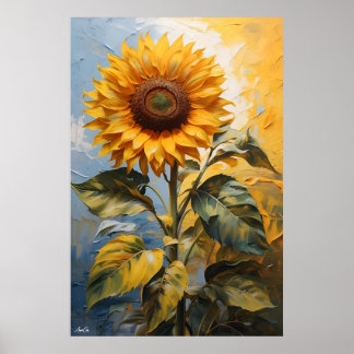 Tournesol | Poster d'art mural | Peinture à l'huil