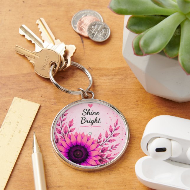 Tournesol Rose Clair Porte-Clés Inspirant (Bureau)