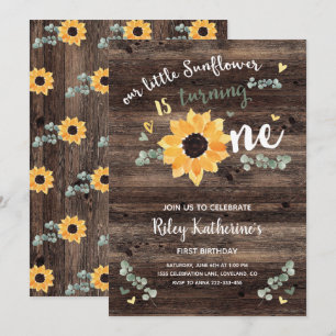 Tournesol rustique 1er anniversaire Invitation