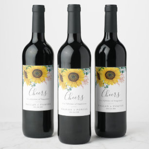 Tournesol rustique Chevaux Étiquettes de vin Maria