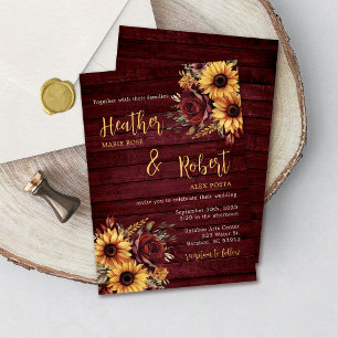 Tournesol Rustique d'automne Faire-part de mariage