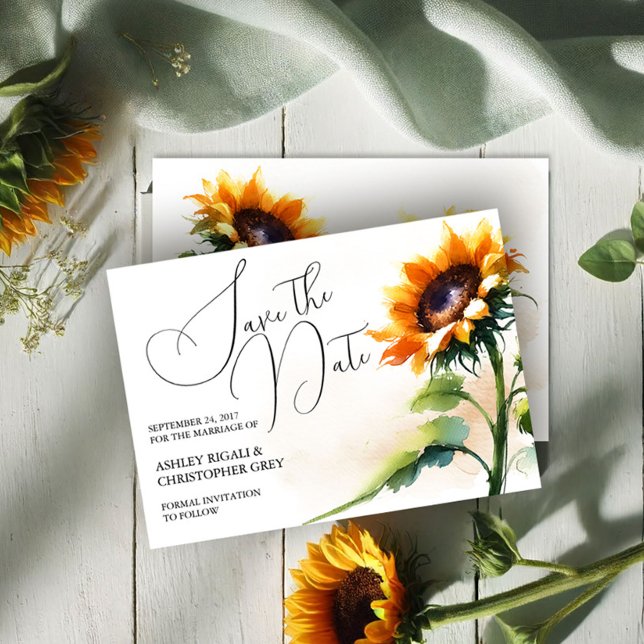 Tournesol Rustique Enregistrer La Date Carte Posta (Rustic wedding sunflower save the date cards by VG Invites)