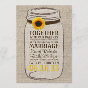 Tournesol rustique et Faire-part de mariage de pot