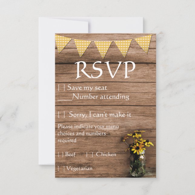 Tournesol rustique et mariage en vichy RSVP (Devant)
