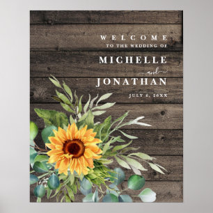 Tournesol rustique Mariage Affiche de bienvenue Co