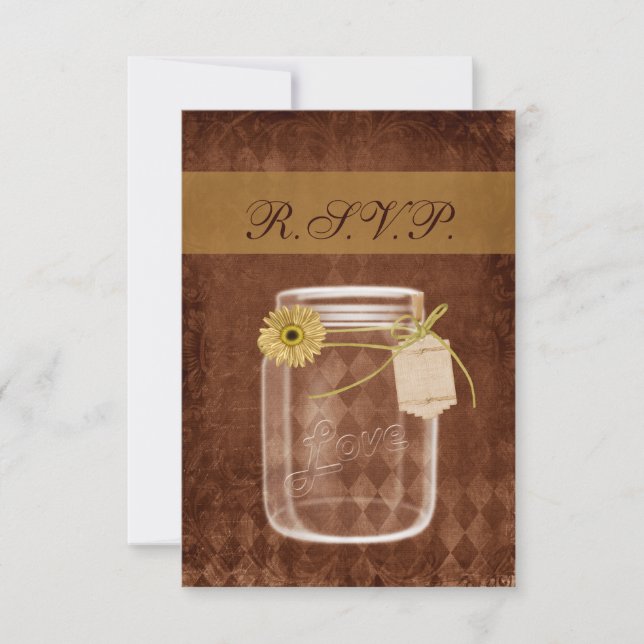 tournesol rustique mason jar cartes rsvp 3,5 x 5 (Devant)