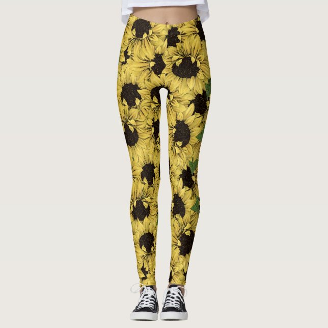 Tournesol rustique partout sur des Leggings design (Devant)