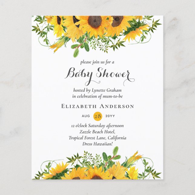 Tournesol rustique Thème Baby shower Invitations B (Devant)