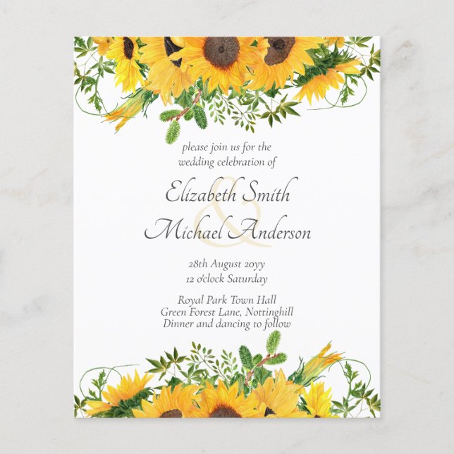 Tournesol rustique thème Mariage Budget (Devant)