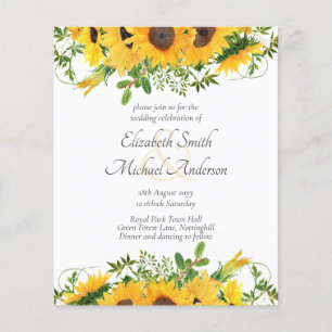 Tournesol rustique thème Mariage Budget