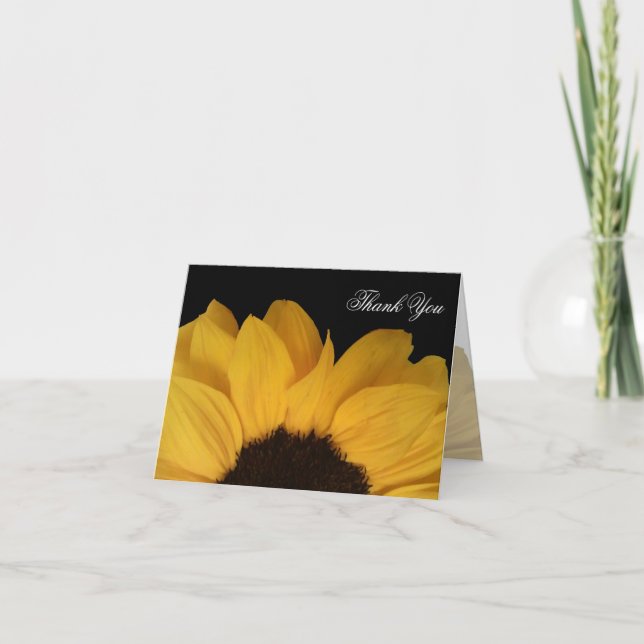 Tournesol sur Black Merci Carte de note (Devant)