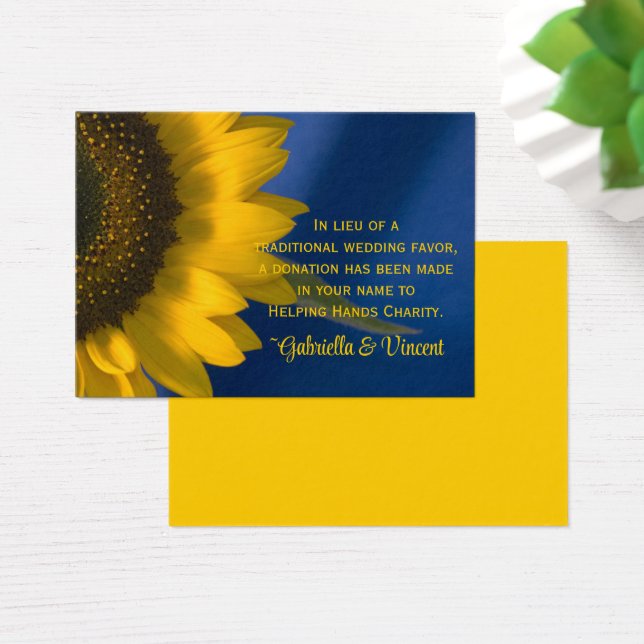 Tournesol sur Blue Mariage Charity Carte Favoriser (Bureau)
