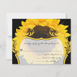 Tournesol sur carte de réponse noire