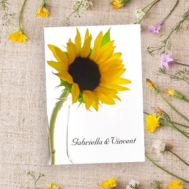 Tournesol sur cartes à Mariage blanc (Créateur téléchargé)