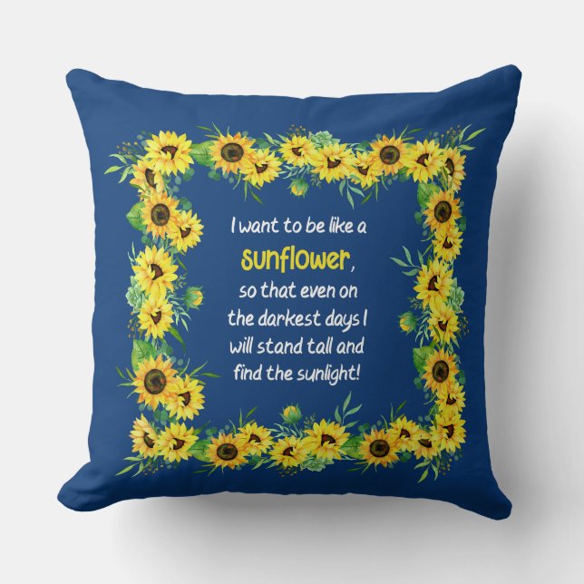 Tournesol sur Coussin bleu foncé (Recto)