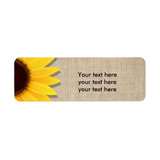 Tournesol sur les étiquettes de adresse rustiques
