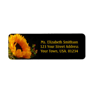 Tournesol sur les étiquettes postales noires