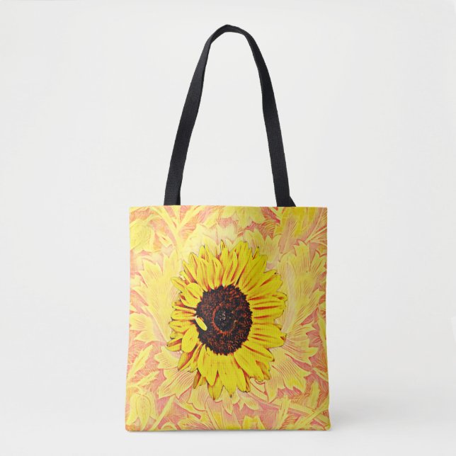Tournesol sur Sac fourre-tout Jaune Vintage (Devant)