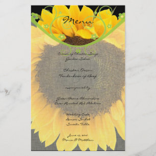 Tournesol vert rustique Barne Menu Mariage