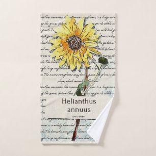 Tournesol vintage aquarelle serviette de bain